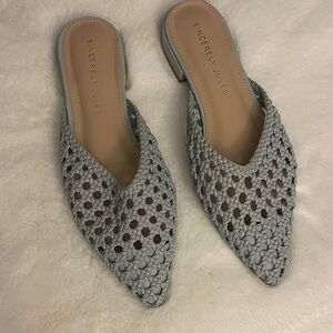 Sincerely Jules Light Blue/Grey Woven Mules- Sz 9.5